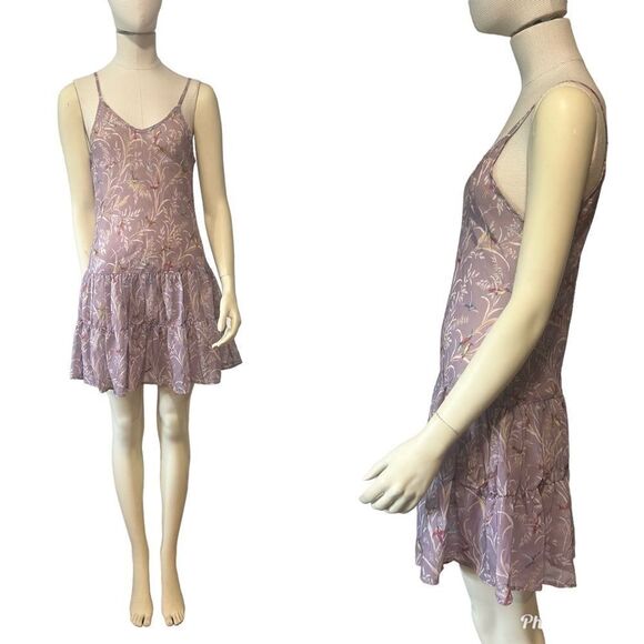 Coco La Rue Sheer Drop Waist Hummingbird Tank Dress - Picture 1 of 8